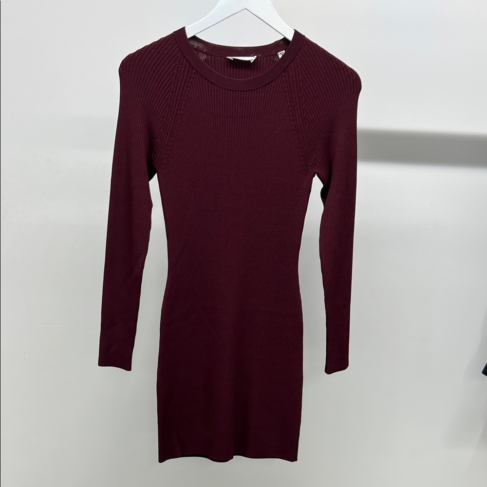 A.L.C. Burgundy Long Sleeve Sweater Dress